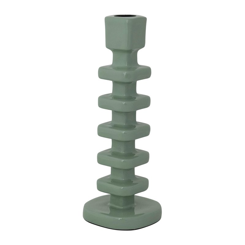 Creative Co-Op Square Enameled Aluminum Taper Holder, Eucalyptus Color