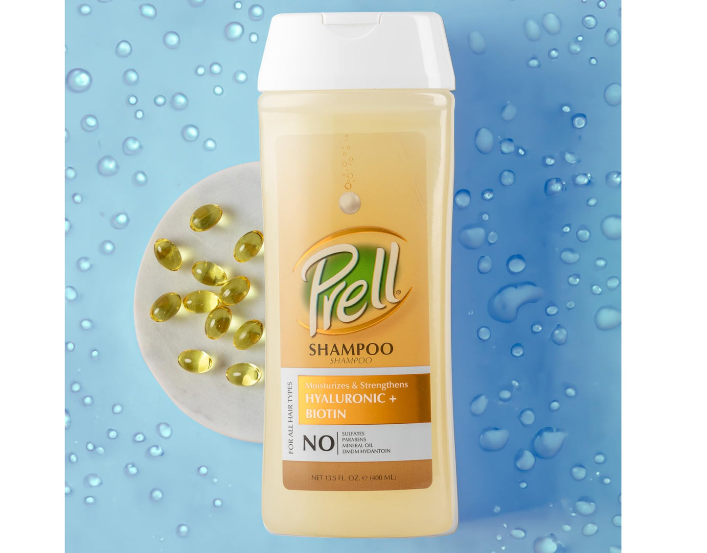 Prell Hyaluronic + Biotin Moisturizes & Strengthens Shampoo for All Hair Types 13.5 fl.oz