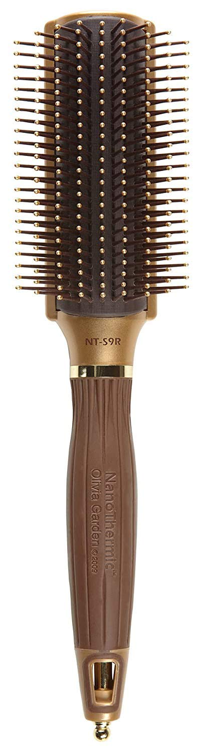 Olivia Garden Ceramic + Ion NanoThermic Styler Hair Brush - Daily Styling for All Hair Types - With Retractable Sectioning Pick, Styling