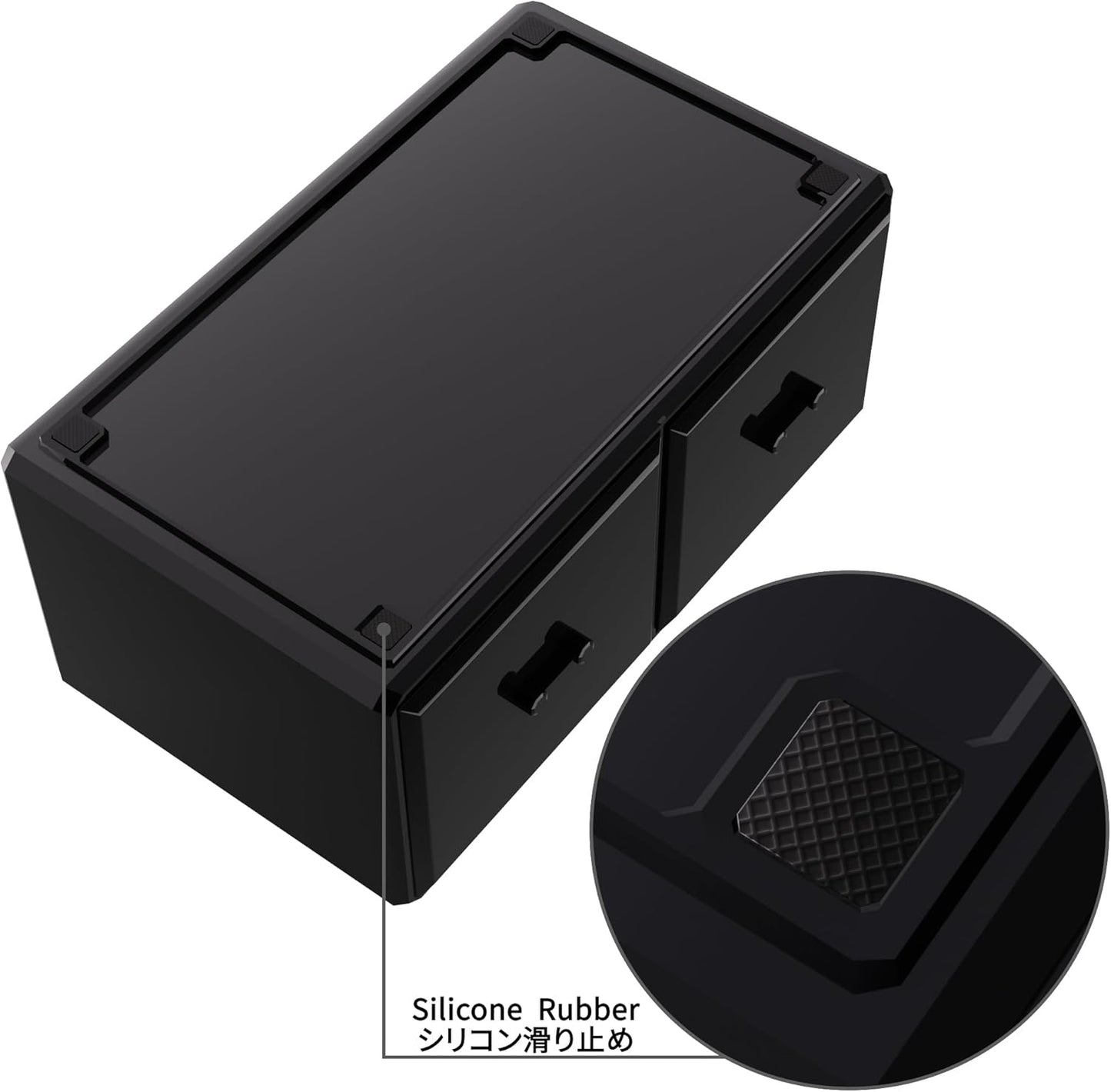 Makeup Organizer - 3-Piece Cosmetic Storage Case with 6 Drawers | Black