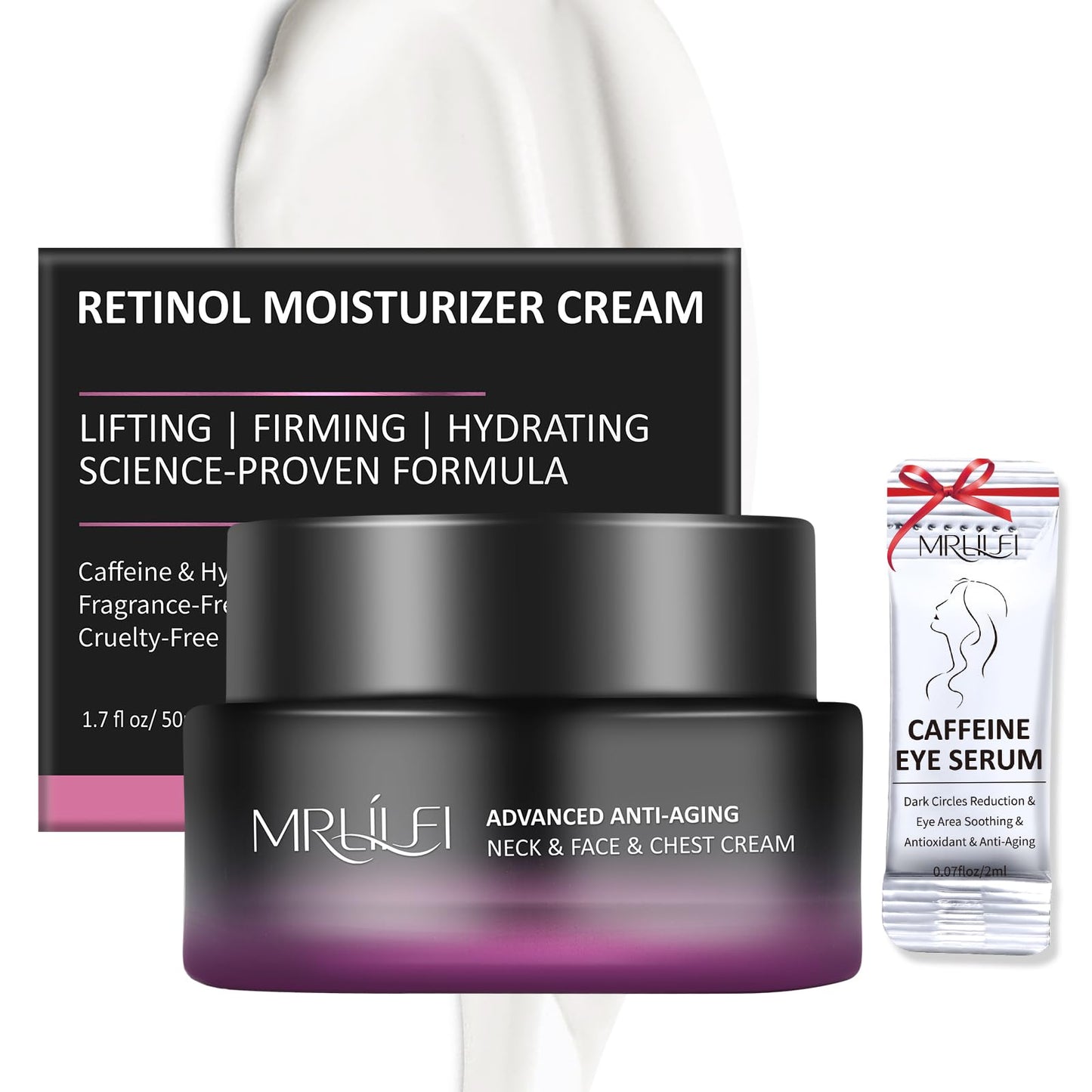 Mr Lilei 4 in 1 Retinol Moisturizer Cream, Tightening & Lifting Neck Cream, Advanced Anti-Aging Face Moisturizer, Reduces Fine Lines & Wrinkles for Neck & Face & Chest (50 ml/1.7 oz)