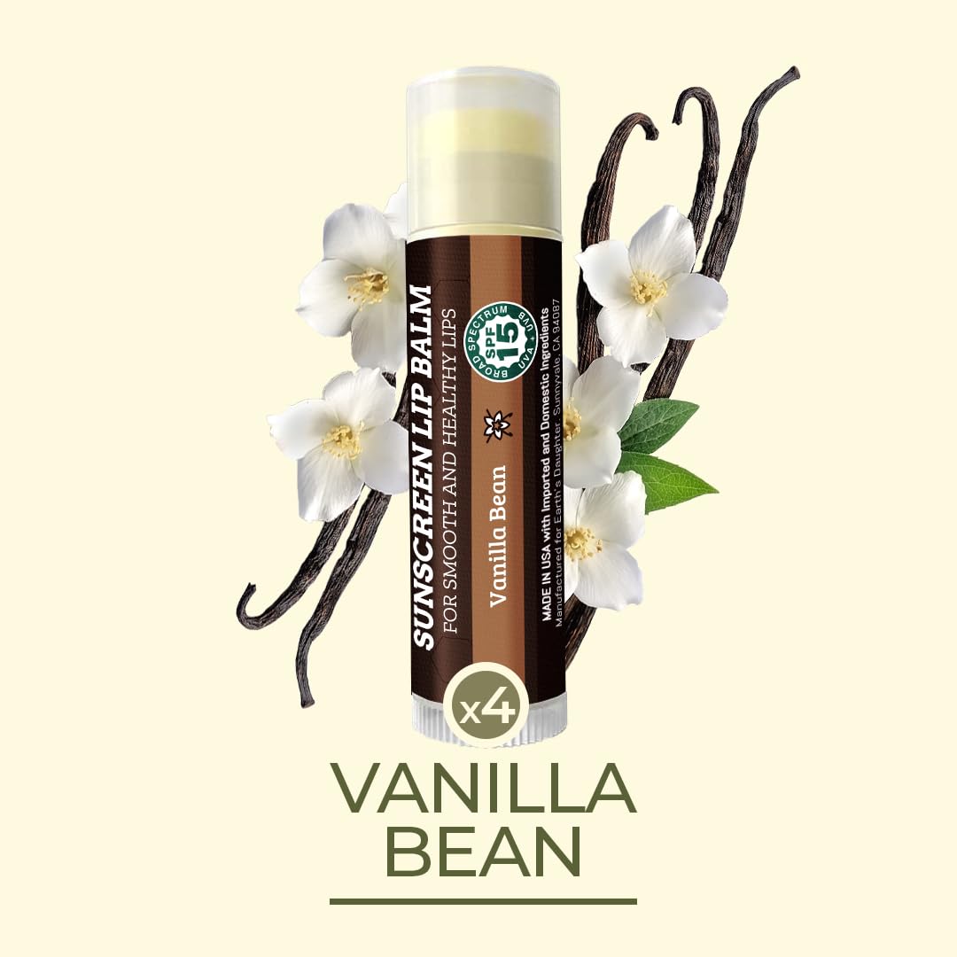 Earth's Daughter Sunscreen Lip Balm SPF 15 - Vanilla 4-pack