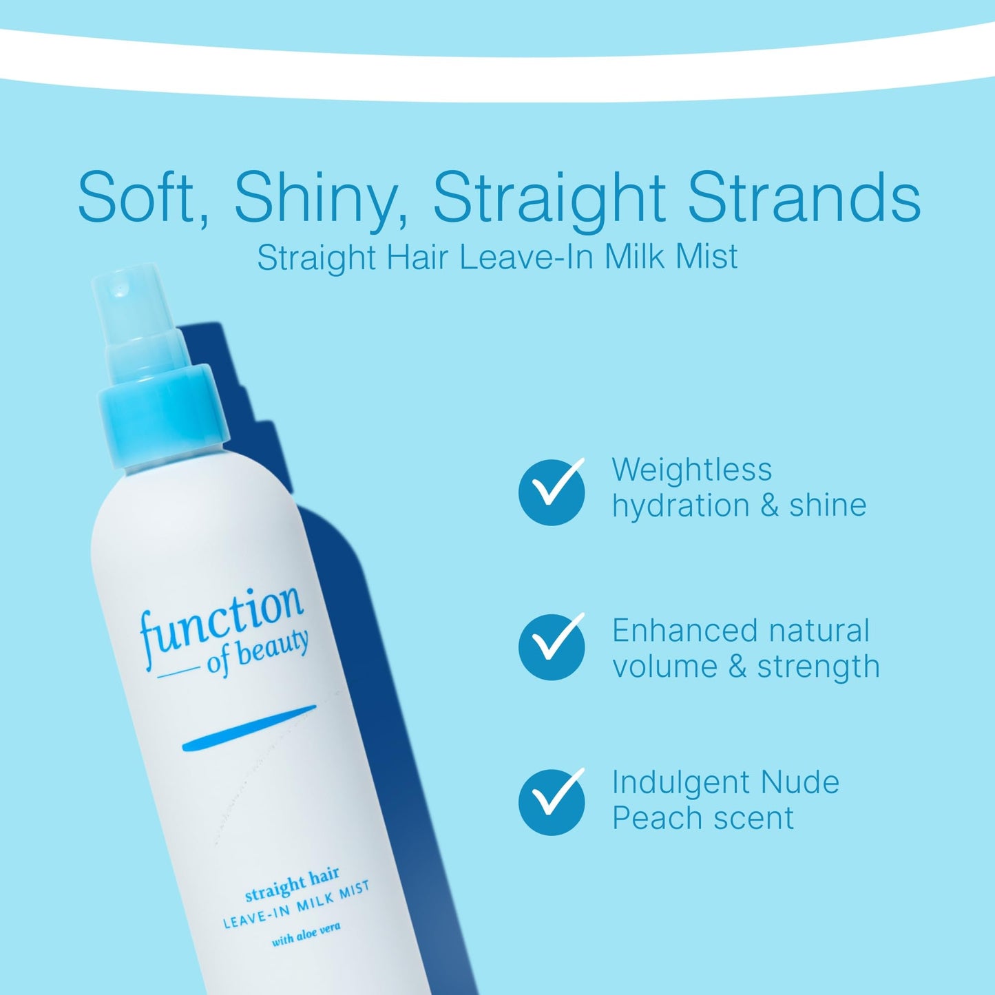 Function of Beauty Straight Leave In Hair Conditioner - Sulfate-Free Leave In Conditioner Treatment for Natural Volume & Shine - Anti-Frizz, Lightweight & Hydrating - Oily Hair Care Products