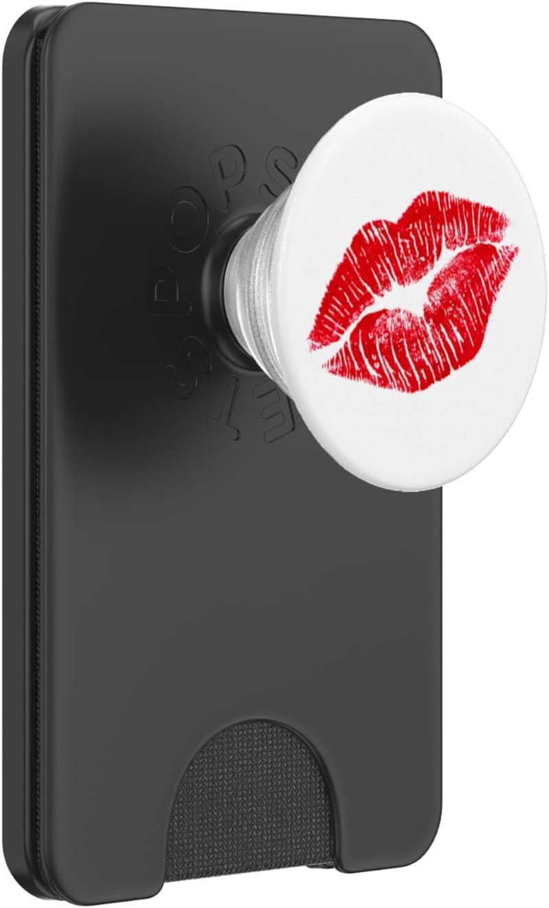 Red Lips Lipstick PopSockets PopWallet for MagSafe - Stylish Phone Grip & Stand
