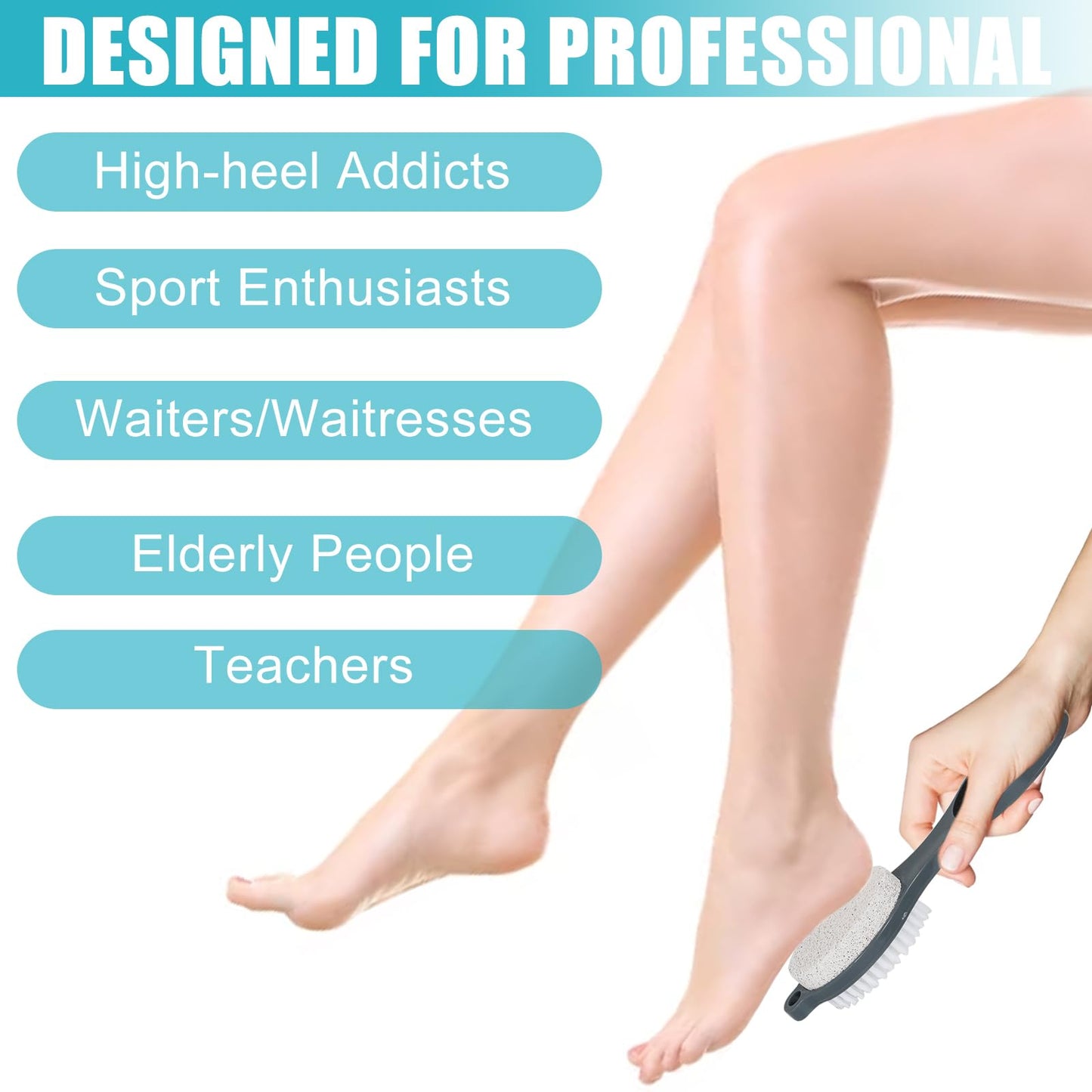 Yclin Foot File Callus Remover-3 Pcs 4 in 1 Foot Scrubber Dead Skin Remover for Feet,Pumice Stone, Foot Rasp and Sand Paper for Home Foot Care,Foot Brush for Shower (Grey Pedicure Foot File)