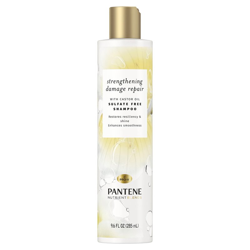 Pantene Sulfate Free Shampoo with Castor Oil, Nutrient Blends Fortifying Damage Repair, 9.6 fl oz, Pack of 4