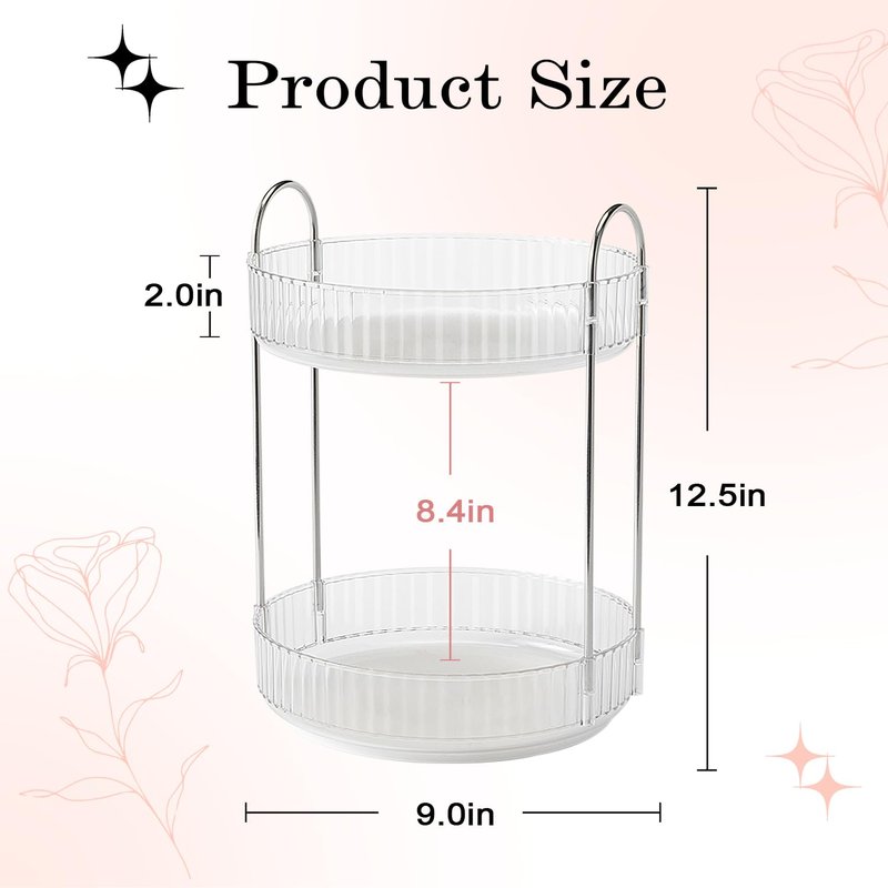 ALUYUYO 360° Rotating Makeup Organizer for Vanity, Spinning Cosmetics Organizer Holder Rack, Large Capacity Bathroom Organizer Countertop, Fits Perfume, SkinCare, Makeup Brushes 3 Tiers, Transparent