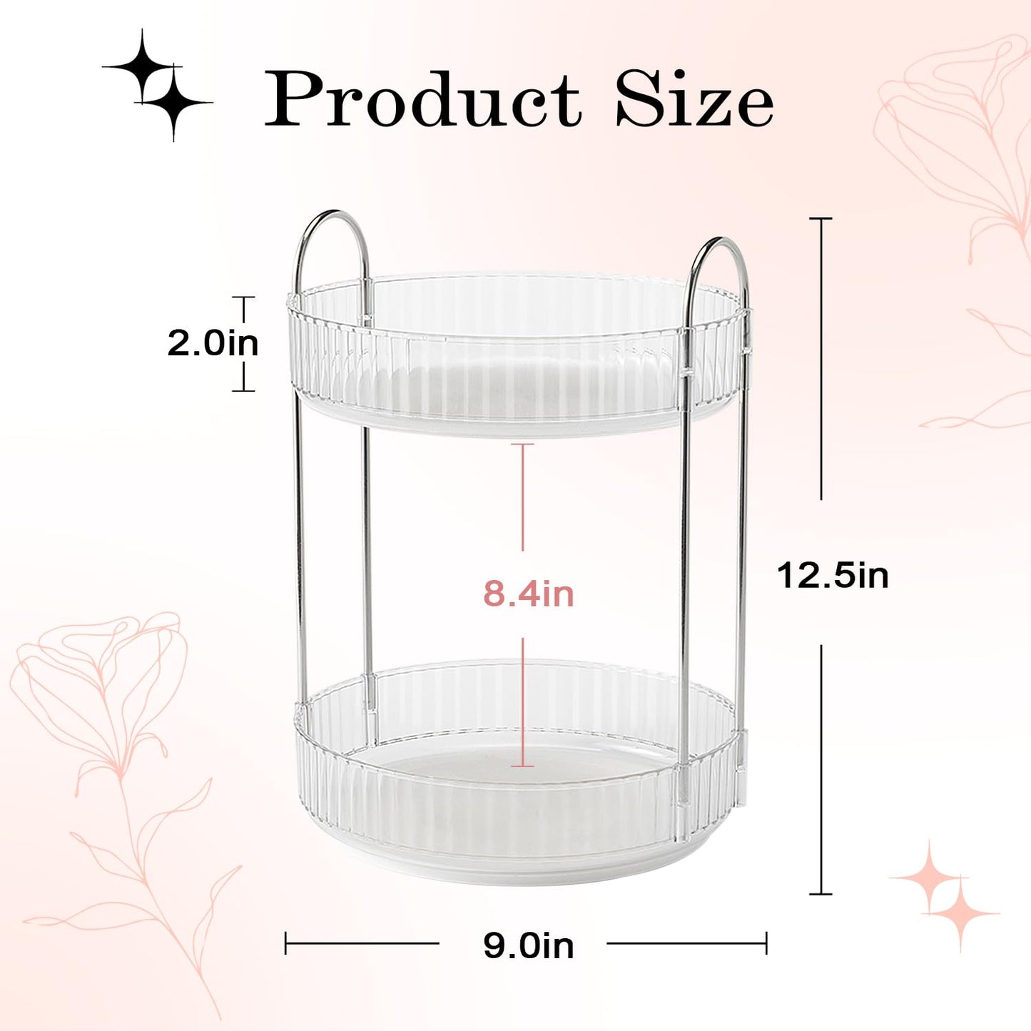 ALUYUYO 360° Rotating Makeup Organizer for Vanity, Spinning Cosmetics Organizer Holder Rack, Large Capacity Bathroom Organizer Countertop, Fits Perfume, SkinCare, Makeup Brushes 3 Tiers, Transparent