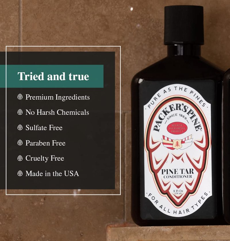 Packer's Pine Tar Hair Care Bundle: Men's Shampoo & Conditioner | Natural Pine Tar & Oils | Soothing, Adventure-Inspired Formulas for Itchy, Dry Scalp & Outdoor Relief