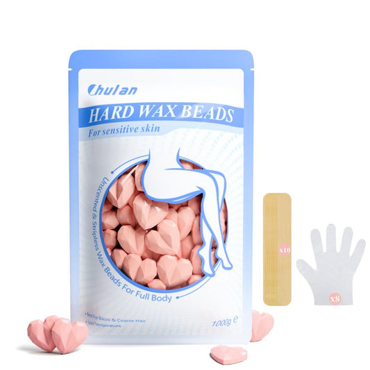 Chulan Sensitive Skin Wax Beads, 2.2lb(35oz) Heart Shape Unscented Hard Wax Bead, Hypoallergenic Wax Beans for Coarse Hair Removal, Body, Brazilian Waxing, Facial, Bikini, Legs, Armpits Pink