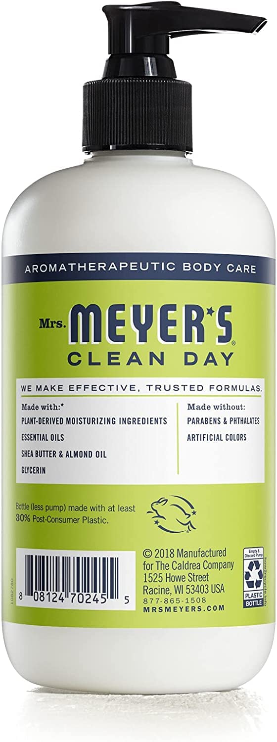 Mrs. MEYER'S CLEAN DAY Hand Lotion for Dry Hands, Non-Greasy Moisturizer Made with Essential Oils, Lemon Verbena 12 Fl Oz (Pack of 3)
