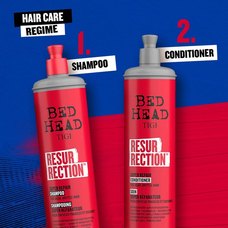TIGI Bed Head Resurrection Repair Shampoo - Restores Damaged Hair | 13.53 fl oz (Pack of 2)