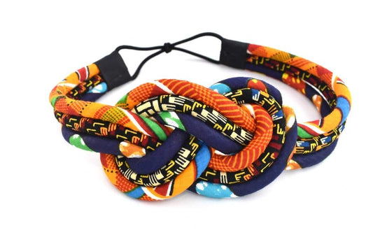 Cloth & Cord Orange Kente Knotted Headband - Kente Print, Multi-color (Blue, Orange), 20-25in, 1 Count (Pack of 1), Female, Womens, HAIRBAND