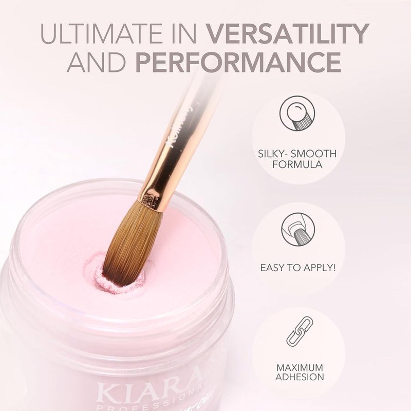 Kiara Sky Acrylic Powder - All-In-One Professional Nail Art | Long-Lasting Cover Powder 2 oz, Hint of Pink