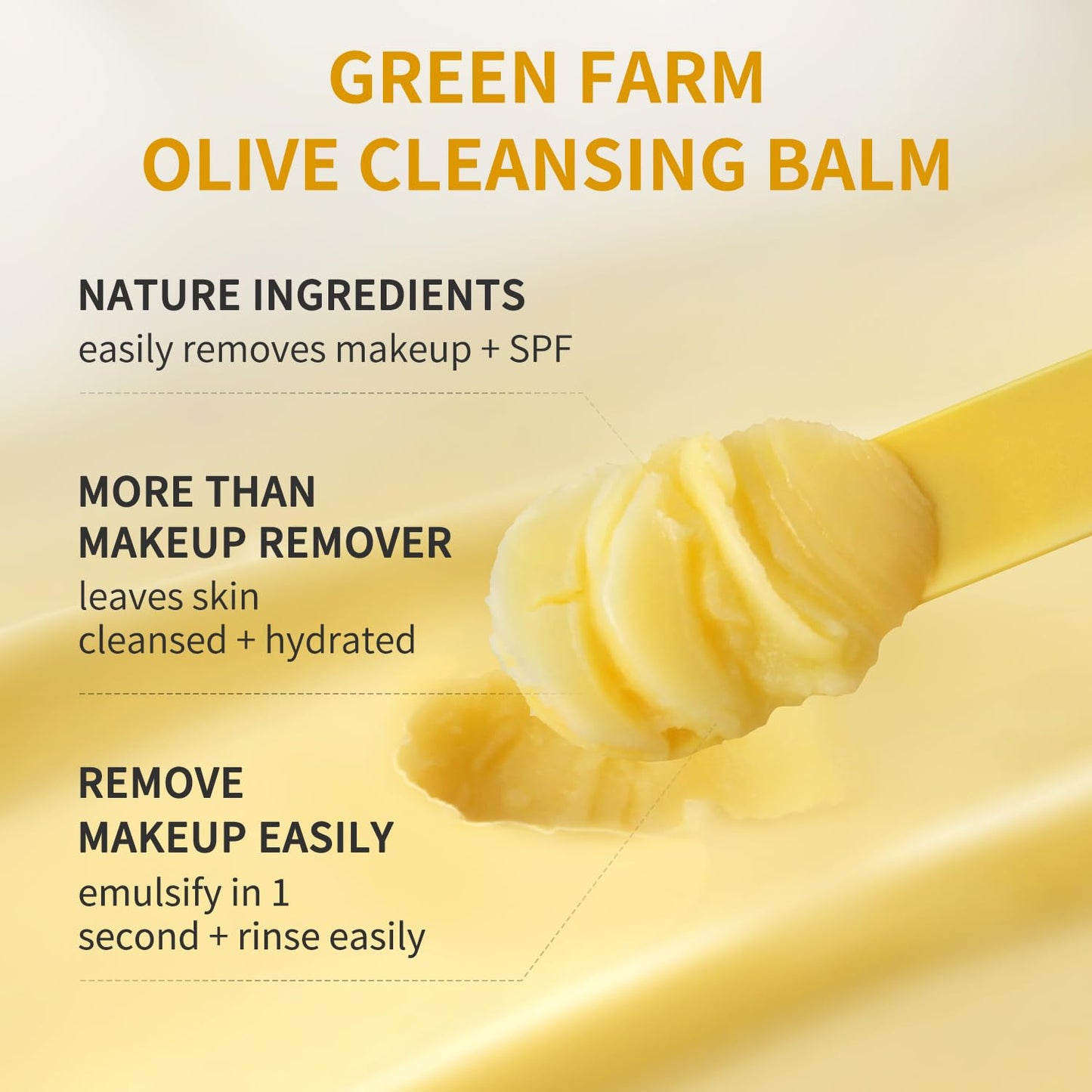 GREEN FARM Makeup Remover Cleansing Balm - Instantly Melts Waterproof Mascara & Long-Wear Makeup, No Residue, Gentle for Sensitive Skin