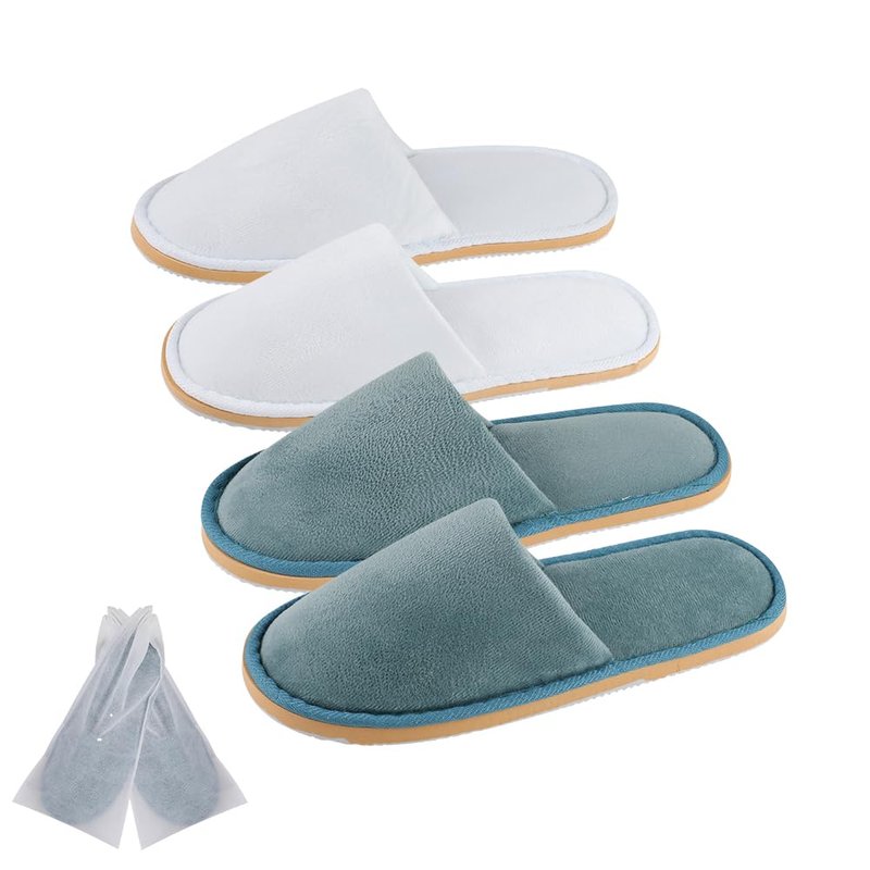 BoxSkivra Spa Slippers, Indoor Slippers, Disposable Slippers for Guests, Washable & Non-Slip Reusable, Women, Men, House, Bedroom, Hotel, Travel, Wedding, Thick Soft, 2-6 Pairs