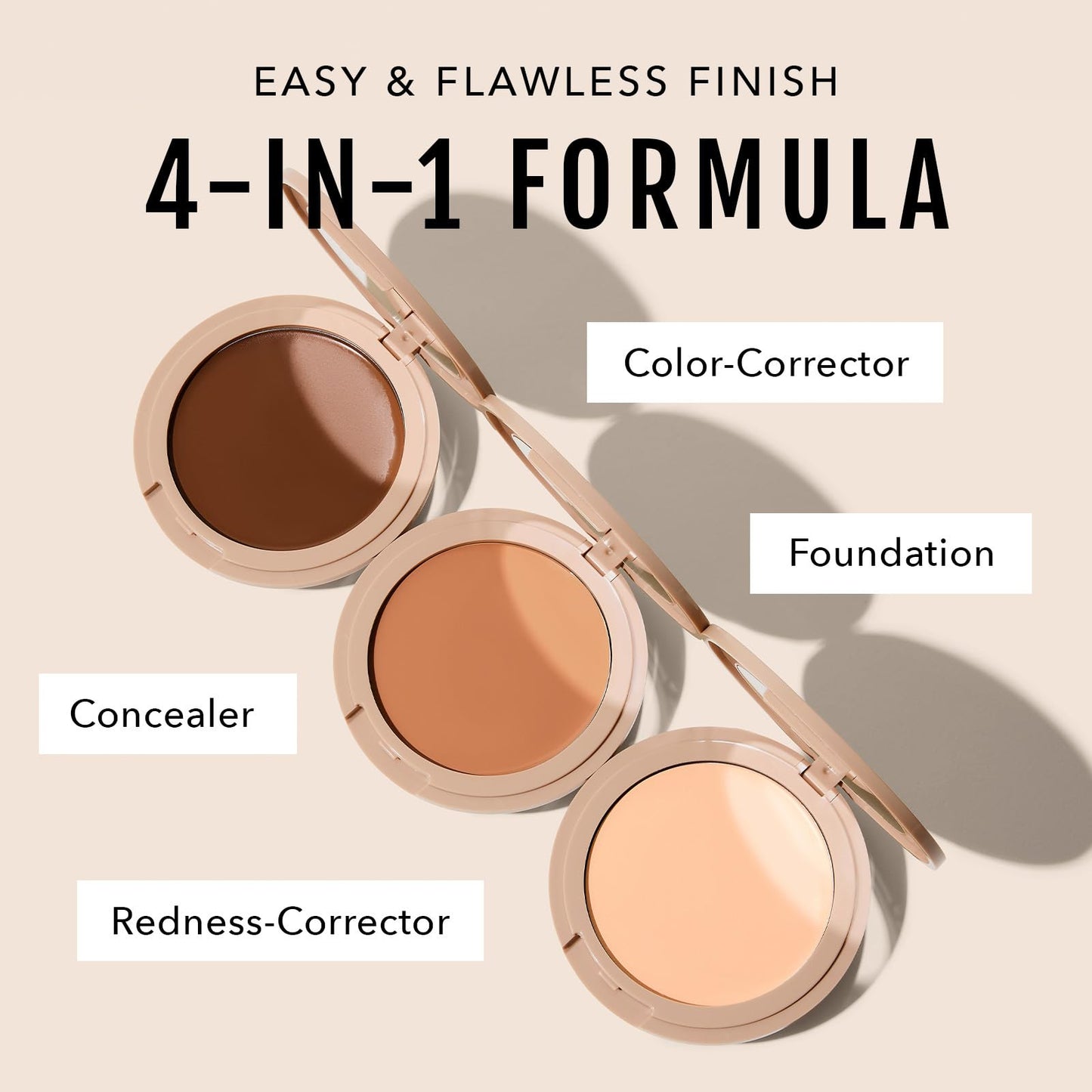 No Makeup Makeup Foundation + Brush Duo, Cream-Balm Formula Conceals, Corrects and Camouflages with Skin-Tone Adaptive Flexshade Technology, Buildable, Long-Lasting, Cruelty-Free, Vegan, Light Medium