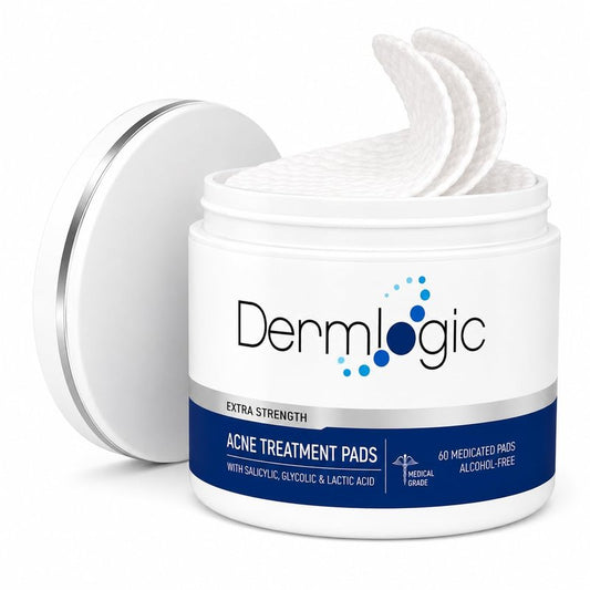 Acne Treatment Pads- Contains Salicylic, Glycolic, & Lactic Acid for Face & Body. Clears Away Clogged Pores, Oily Skin & Cystic Breakouts. Removes Dark Spots, Blackhead & Whitehead Pimples