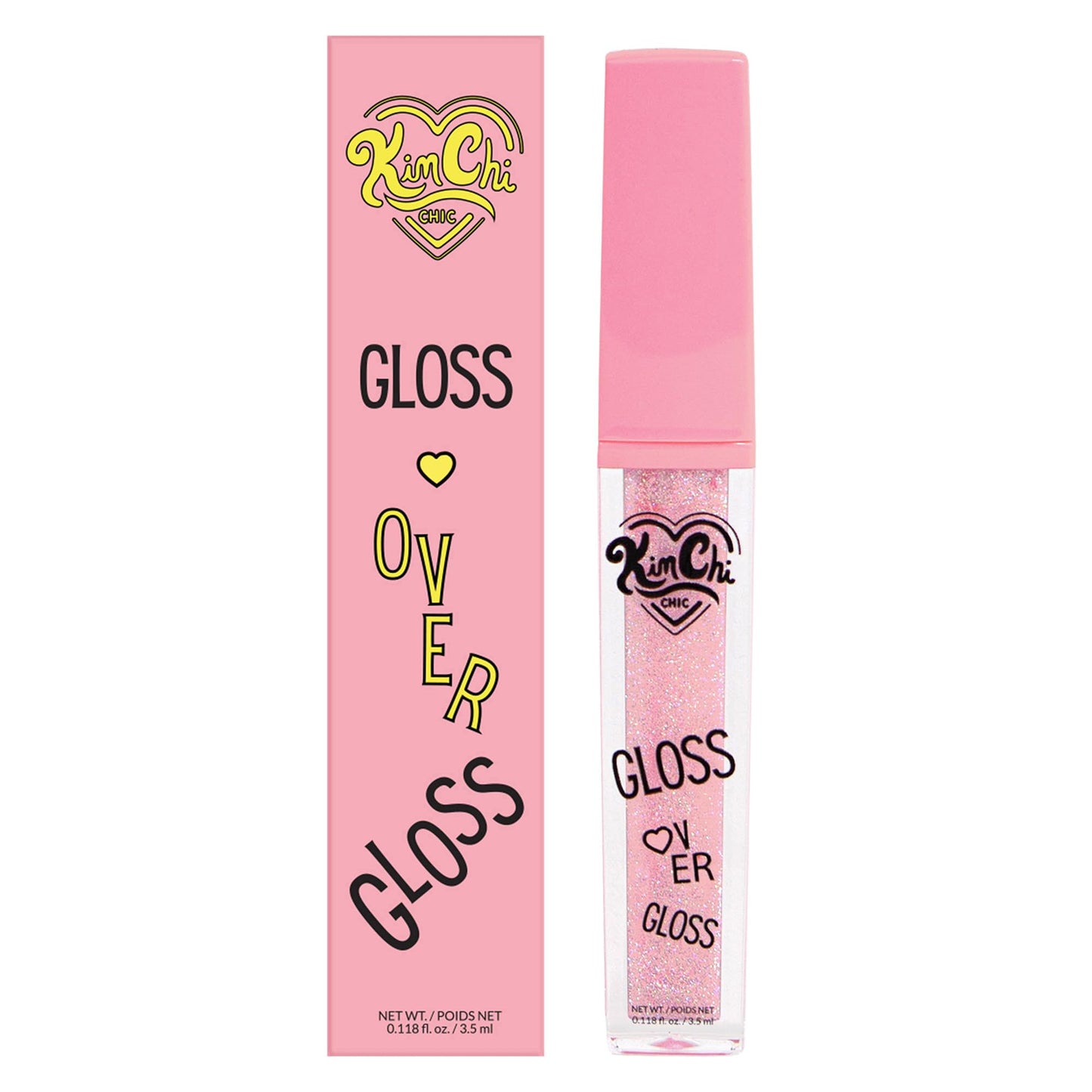 KimChiChic Beauty Gloss Over Gloss, Shimmery Micro-Sparkle Lip Gloss To Wear Alone Or Over Lipstick, Fragrance-Free Luscious Lip Balm, Shimmery Pink, 06 Pink Shimmer, 0.35ml