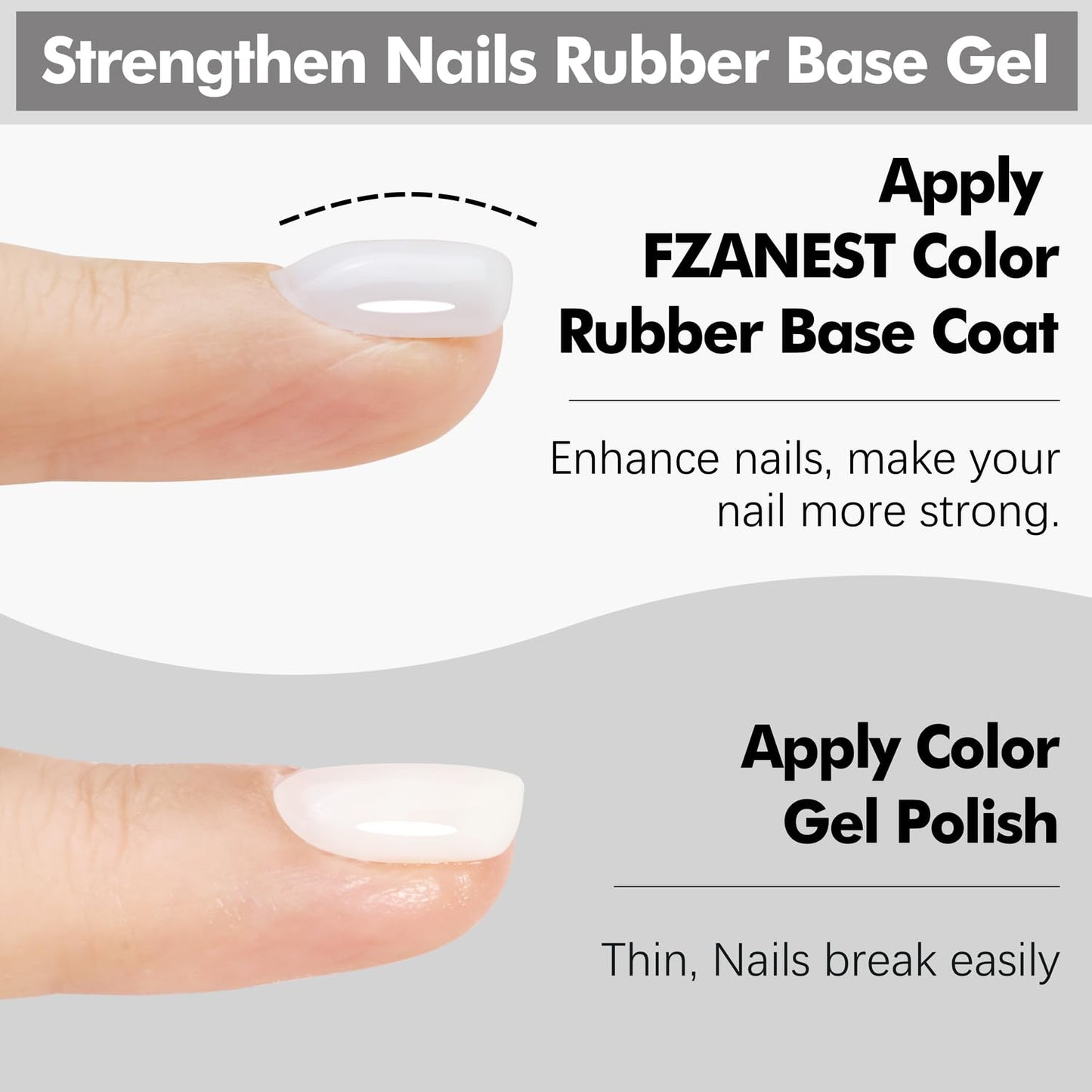 FZANEST Rubber Base Builder Gel Kit - 6pcs Nail Strengthener in Natural Nude Pink | 7.5ml Bottles