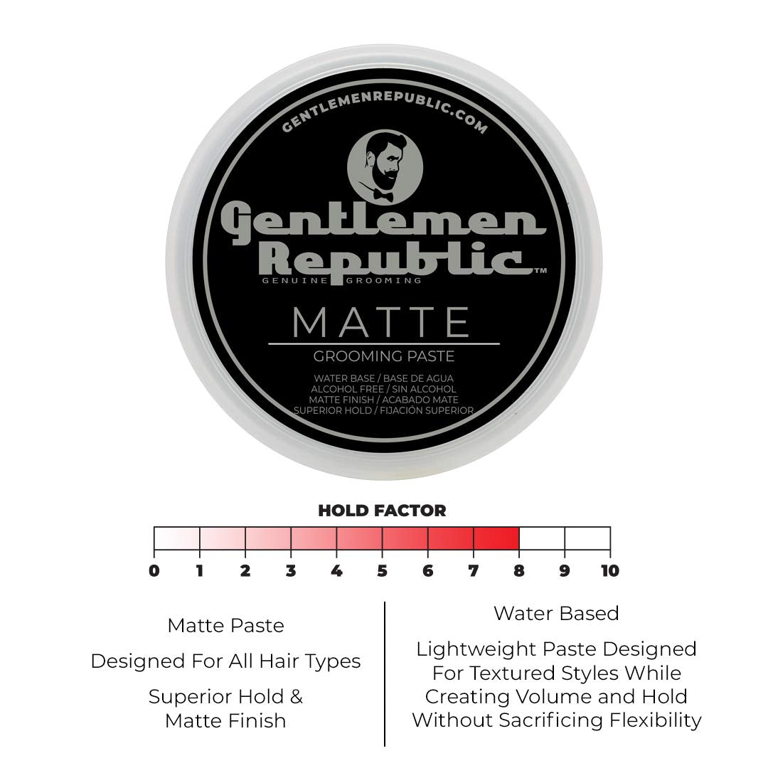 Gentlemen Republic 4 Oz(Pack of 2) Matte Paste - Water-Based Professional Formula with Superior Hold and Matte Finish for a Natural Look, Made in the USA