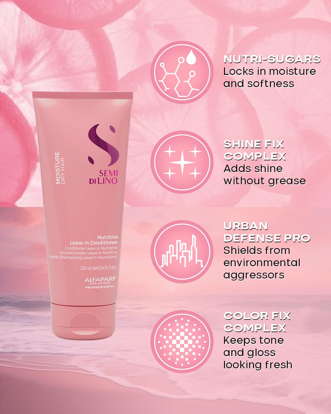 ALFAPARF MILANO Semi Di Lino Moisture Nutritive Leave-in Sulfate Free Conditioner for Dry Hair - Professional Salon Quality - SLS, Paraben and Paraffin Free - Safe on Color Treated Hair