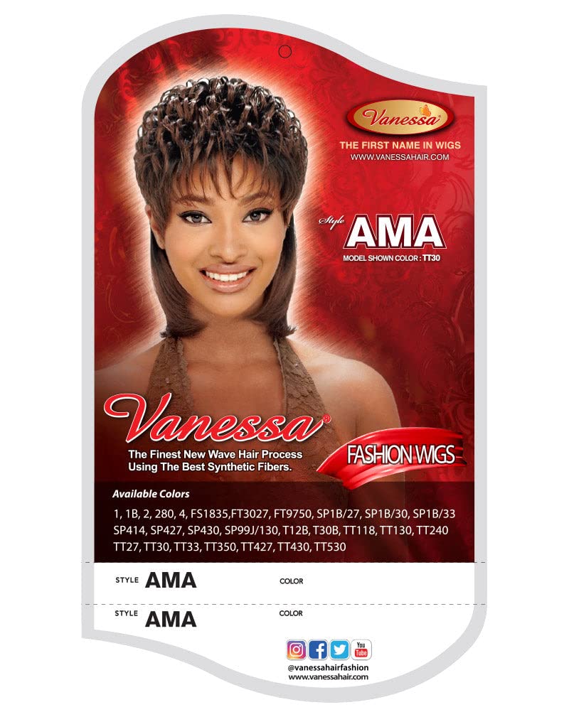 Vanessa AMA (1B Off Black) SHORT FRONT MEDIUM LENGTH STRAIGHT BACK WIG