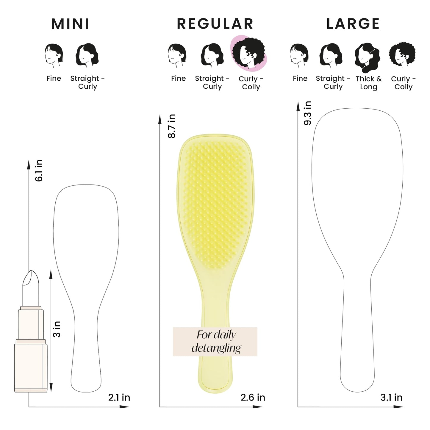 Tangle Teezer Plant-Based Ultimate Detangler Brush, Dry & Wet Hair Brush, Eliminates Knots & Reduces Breakage for Curly to Coily, 3C to 4C Hair Types, Pastel Yellow