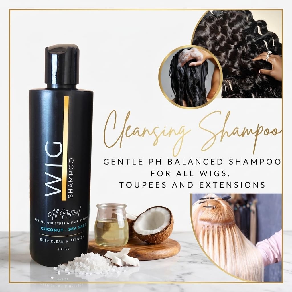 Natural Anti-Static Wig Shampoo & Conditioner Set - Clean, Protect & Detangle | For Synthetic & Human Hair Wigs | Paraben Free