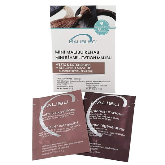 Malibu C Wefts & Extensions - Contains 2 Hair Remedy Packets - Removes Build Up + Prevents Hair Breakage - Hydrating Care for Preventing - Restores health and prevents damage