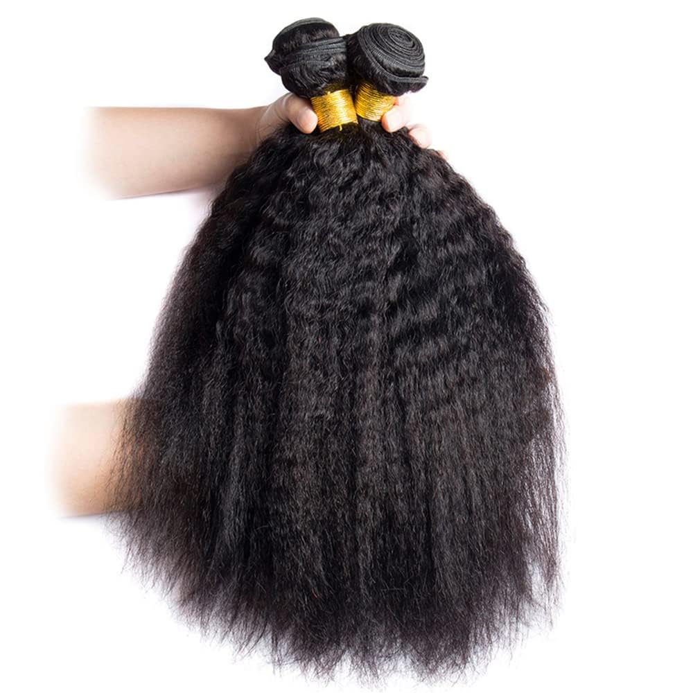 Luxvogue Bundles Human Hair 18 20 22 Inch Yaki Wave Natural Human Hair Bundles Natural Black Unprocessed Raw Brazilian Virgin Remy Quick Weave for Black Women