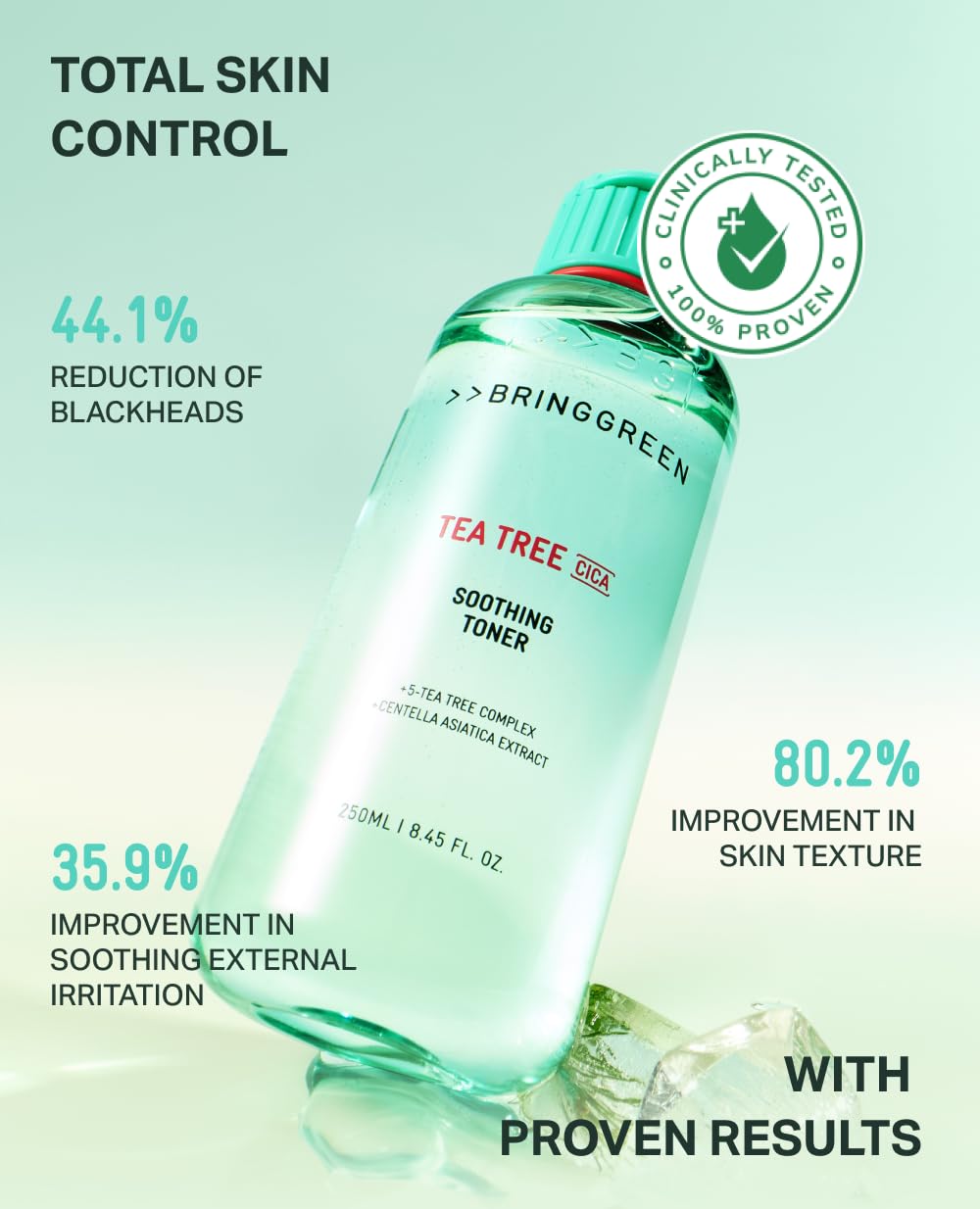 BRING GREEN Tea Tree CICA Soothing Toner | Mild Daily Skincare Routine for Cooling and Hydrating Effect (8.5 Fl. Oz., 250ml)
