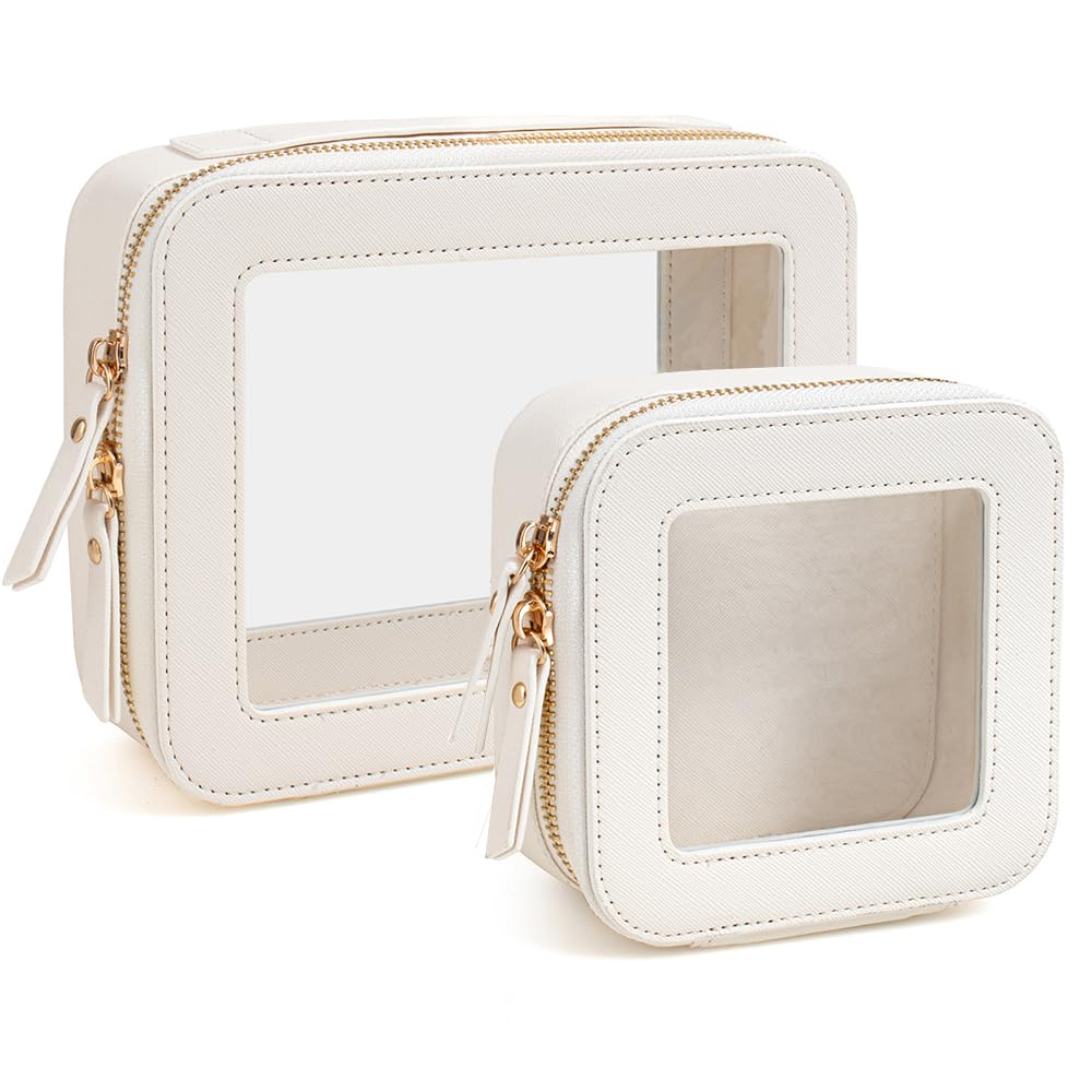 FFpaw Clear Makeup Bag Set, Travel Makeup Case Clear Cosmetic Travel Bag Small Makeup Organizer Mini Make Up Pouch for Purse Waterproof Toiletry Bag Portable Car Essentials Car Organizer