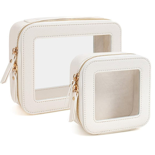 FFpaw Clear Makeup Bag Set, Travel Makeup Case Clear Cosmetic Travel Bag Small Makeup Organizer Mini Make Up Pouch for Purse Waterproof Toiletry Bag Portable Car Essentials Car Organizer