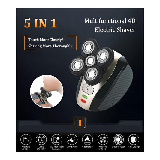Five in one Razor USB Charging Cable, Instruction Manual, Cleaning Brush, Silicone Head, Barber Head, face wash Head, Nose Hair Device, Shaver 5 Knife Head, Limit Comb