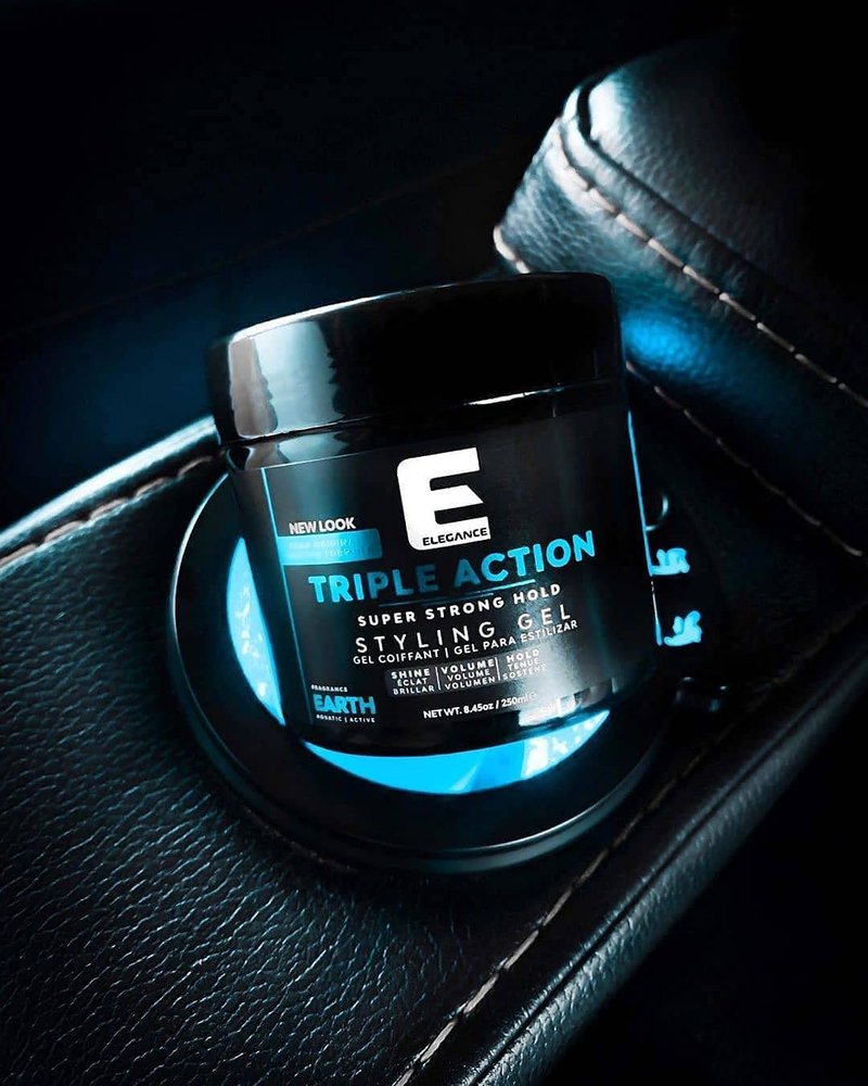 E Elegance Earth Fragrance Triple Action Hair Gel for Men And Women - Super Strong Hold, Extreme Volume, And Long Lasting Shine - Flake Free And Refreshing Fragrance - All Hair Types, 8.45oz
