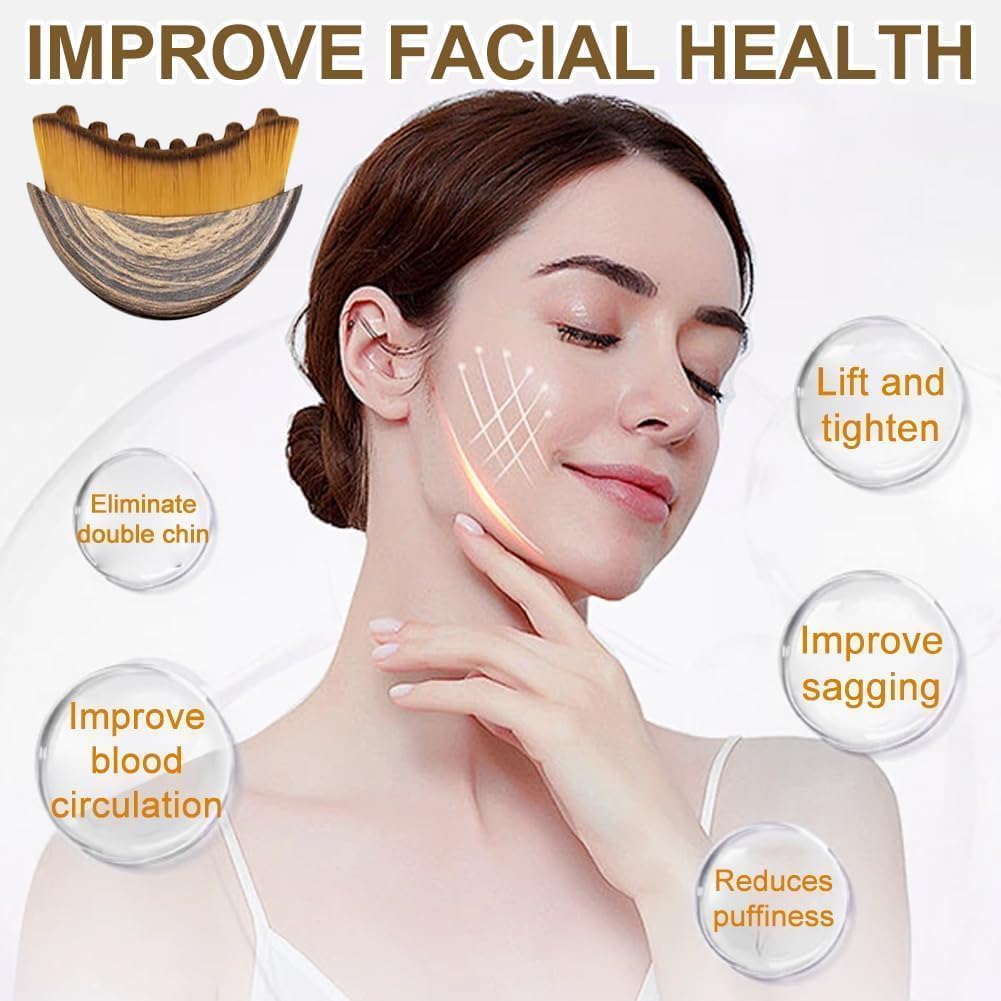 Fvaql Dry Brushing Face Brush, Lymphatic Contour Face Brush, Chin & Jawline Sculpting, Lymphatic Drainage Massager for Face, Ergonomically Designed to Fit The Skin Precisely (3PCS)