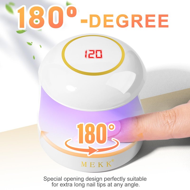 MEKK Mini UV Light for Gel Nails, 18W Cordless Single Finger UV LED Nail Lamp, Portable Small Professional Flash Cure Lamp for Detail Work, Compact Design for Beginners, Travel, Home - White