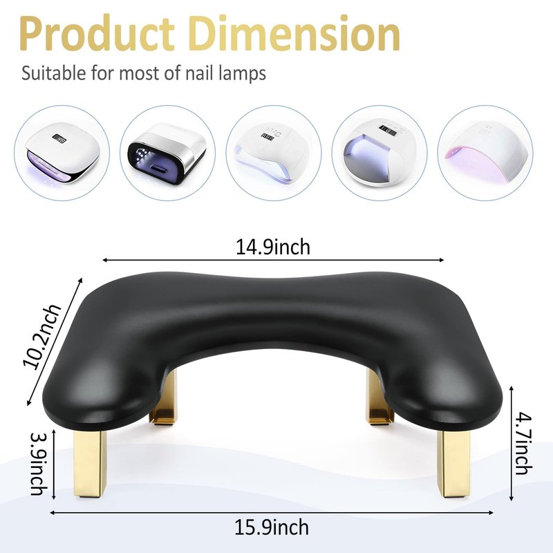 Nail Arm Rest, Foldable Arm Rest for Nails Tech, PU Leather Nail Hand Rest, Nail Tech Client Arm Stand, U Shape Manicure Hand Rests for Foot Hand Holder, Black
