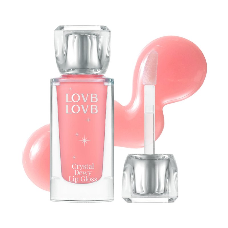 Crystal Dewy Lip Gloss - Lightweight Non-Sticky Hydrating Formula | High-Shine Korean Lip Care | 0.17 oz. (Pink Dolphin)
