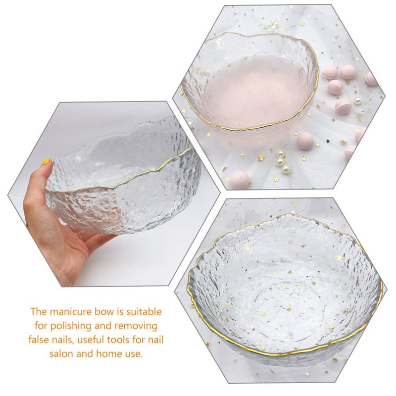 Beavorty Pedicure Bowl 1Pcs Glass Nail Soaking Bowl Nail Art Remover Soak Soaker Manicure Soaking Bowl Nail Salon Bath Bowl for Fingernail Toenail Caring Polish Removal Manicure Bowl