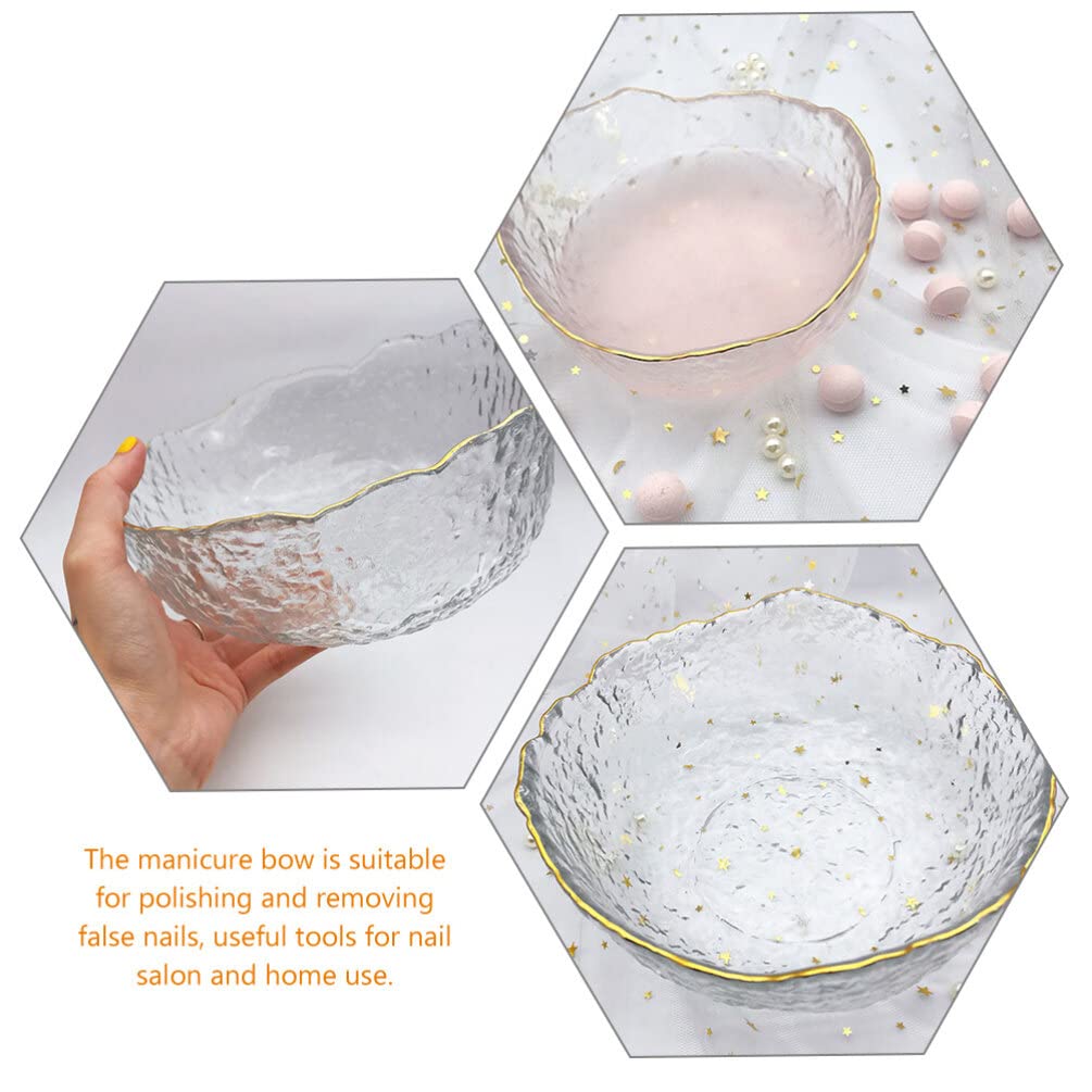 Beavorty Pedicure Bowl 1Pcs Glass Nail Soaking Bowl Nail Art Remover Soak Soaker Manicure Soaking Bowl Nail Salon Bath Bowl for Fingernail Toenail Caring Polish Removal Manicure Bowl