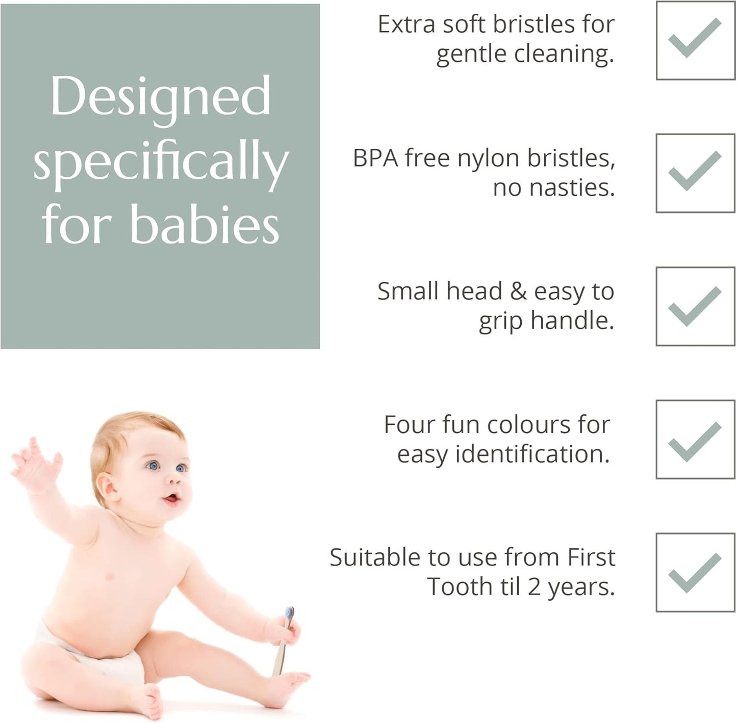 Organic Baby Bamboo Toothbrushes - 4 Pack with Soft Bristles | 100% Compostable & BPA-Free | Vegan-Friendly
