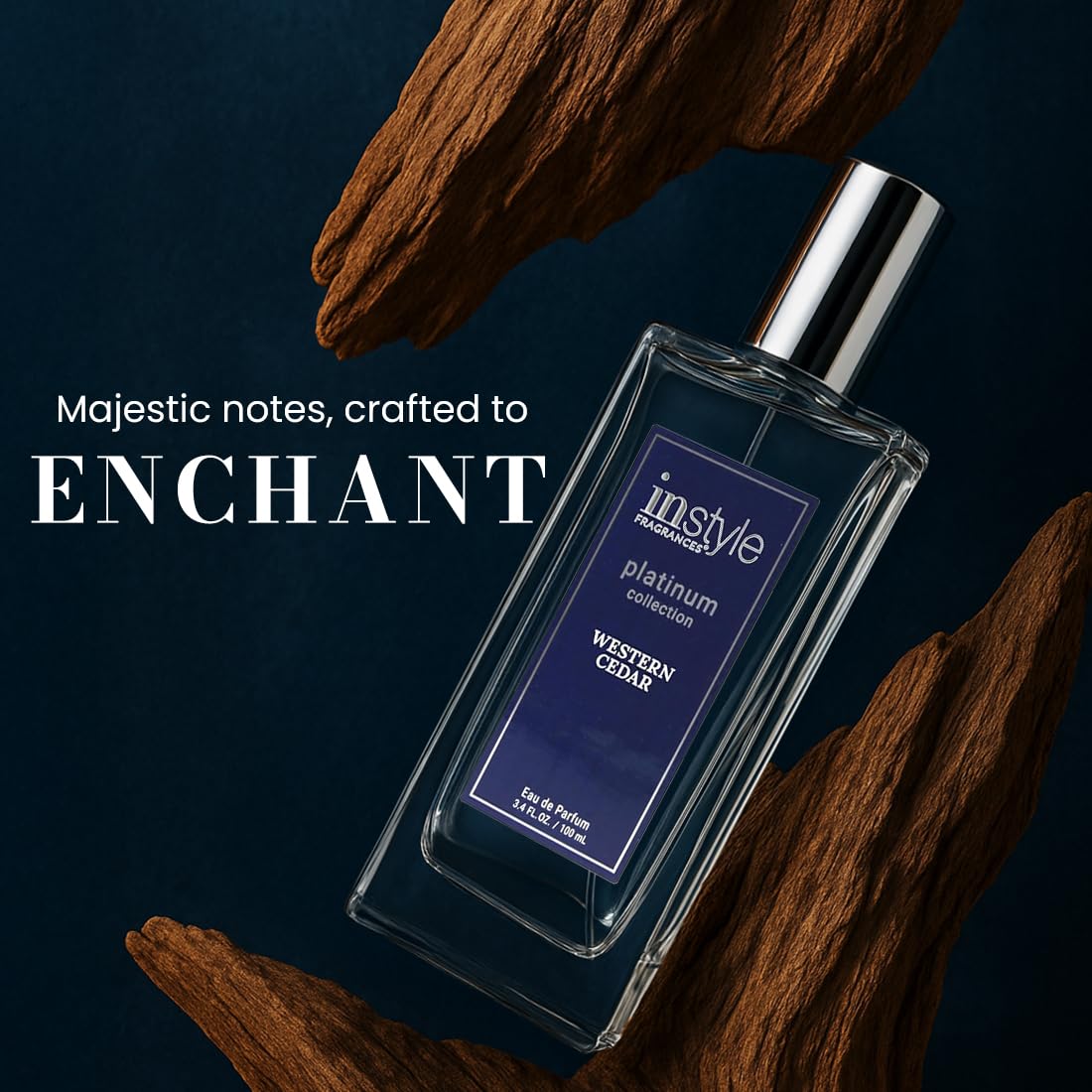 Instyle Fragrances Platinum Collection Western Cedar, Inspired by L.e Labo’s Sa.ntal 33, Premium Unisex Eau de Parfum, CLEAN, Vegan, Paraben-Free, Never Tested on Animals, 3.4 Fluid Ounces