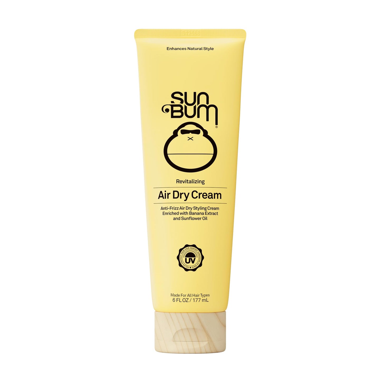 Sun Bum Revitalizing Air Dry Cream - Anti Frizz Styling Cream with Banana Extract and Sunflower Oil - Vegan - Without Parabens - UV Protecting - Helps Smooth and Enhance Hair Texture - 6 fl oz