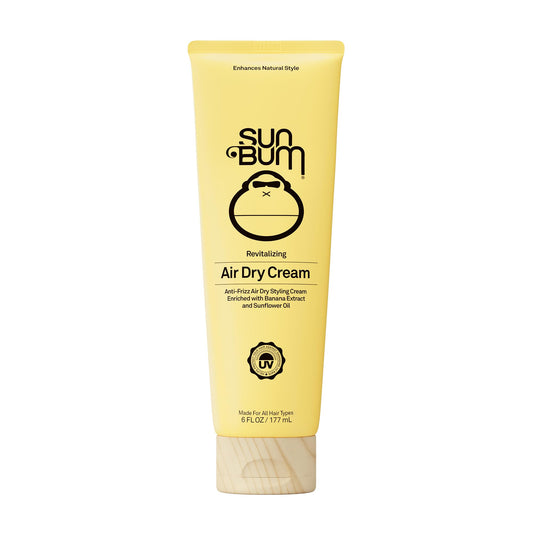 Sun Bum Revitalizing Air Dry Cream - Anti Frizz Styling Cream with Banana Extract and Sunflower Oil - Vegan - Without Parabens - UV Protecting - Helps Smooth and Enhance Hair Texture - 6 fl oz