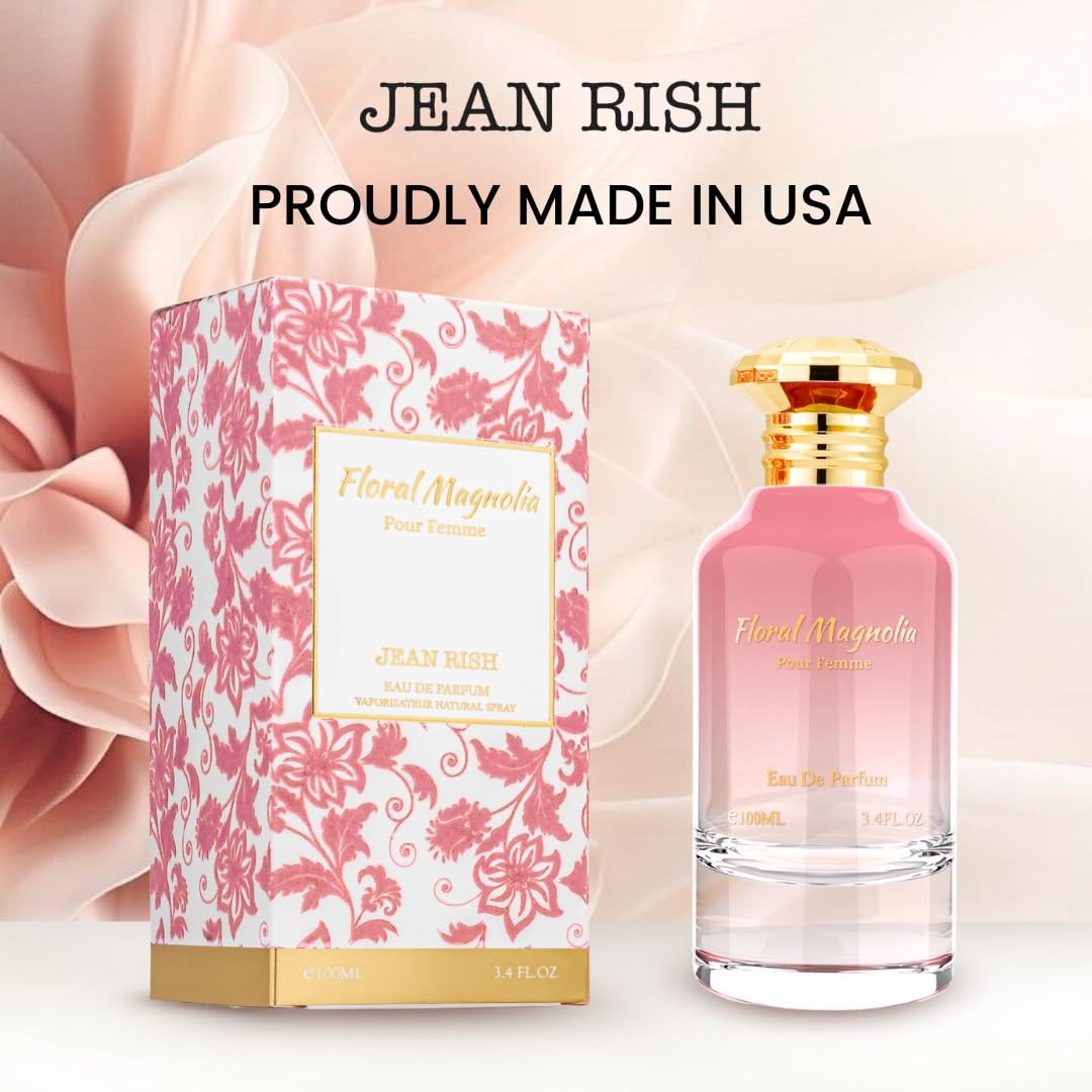 Jean Rish Floral Magnolia Perfume for Women Eau De Parfum, Long-Lasting Luxury Fragrance, Made In USA - Magnolia, Peony, Amber, Musk Scent - 100ml / 3.4 oz