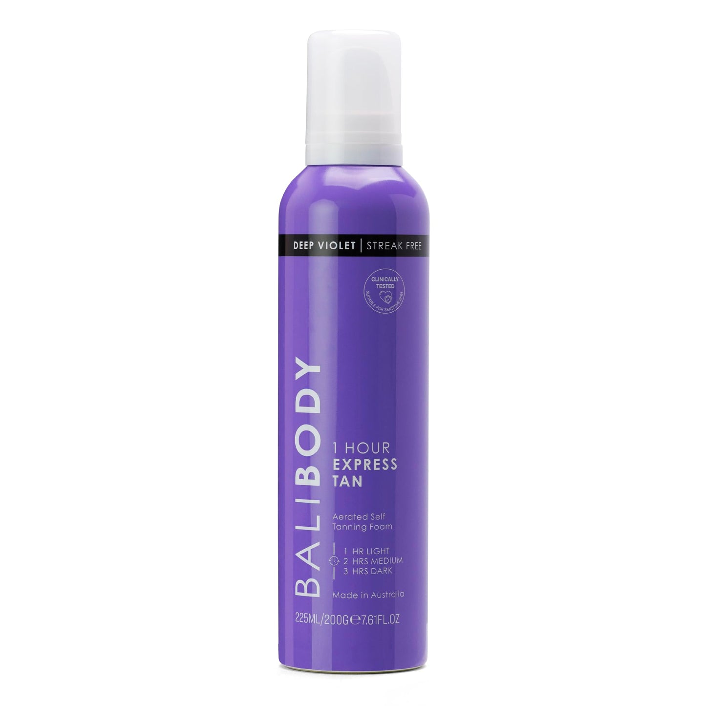 BALI BODY Deep Violet 1 Hour Express Self Tanner – Fast-Acting, Weightless Self Tanner for Natural Bronze – No-Transfer, Hydrating Quick Tan Mousse for Smooth, Radiant Skin