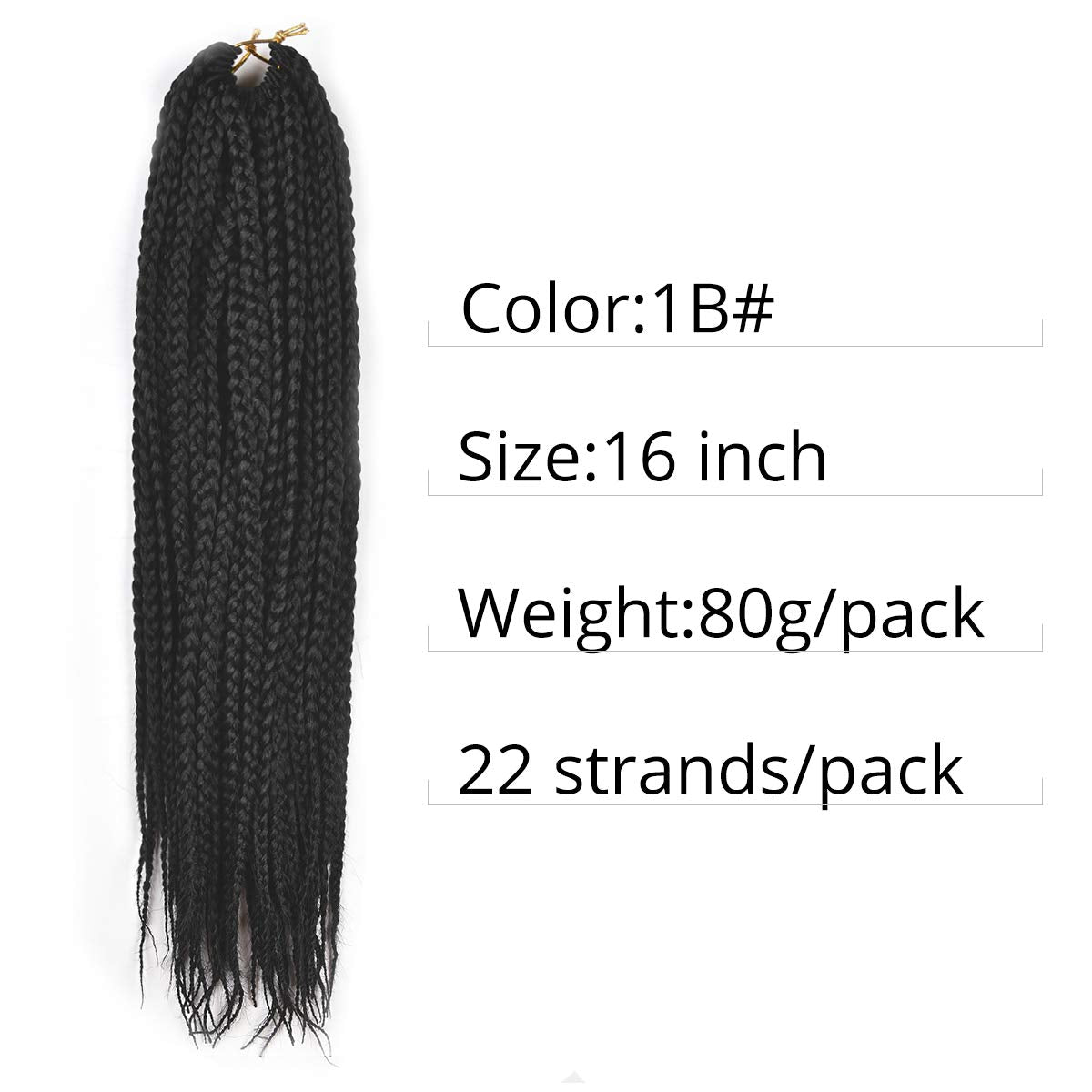 16 Inch Box Braid Crochet Hair, 1B#