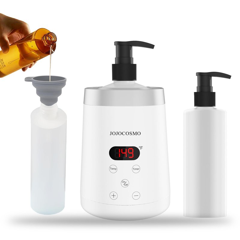 JOJOCOSMO Massage Oil Warmer Professional Lotion Warmers for SPA, Automatic Oil Lotion Cream Warmer For Salon, Home, with Two Oil Bottle Dispenser (White)